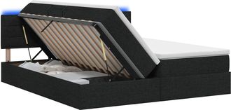 vidaXL Cama De Almacenamiento Led Con Colch&oacute;n Negro 180 X 200 Cm Tela Vidaxl