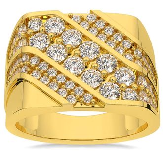 Pompeii3 2 1/2Ct Mens Diamond Ring 10k Yellow Gold Lab Grown
