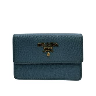 Prada Blue Leather Card Wallet (Pre-Owned)