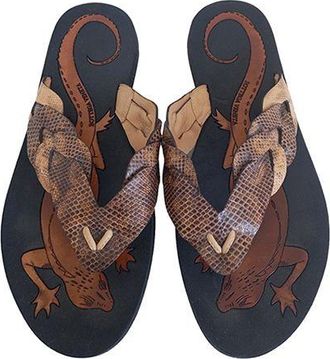 Bottega Veneta Karung Snakeskin Thong Sandals Size 37