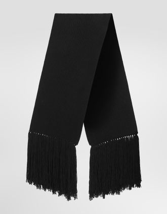 Dolce & Gabbana Virgin Wool English Rib-knit Scarf - Man Scarves And Silks Black Onesize