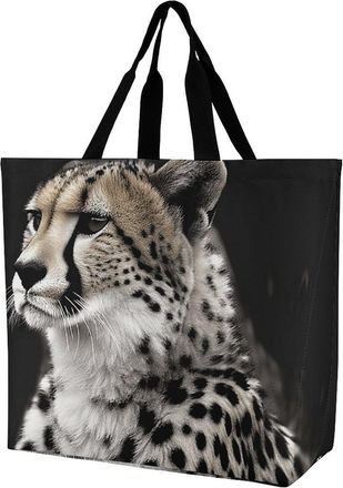 Generic Cheetah Shopping Bag Eco Friendly Carry Bag Foldable Grocery Bags For Work Ladies Casual