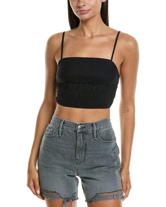 Onia Air Smocked Linen-Blend Tank