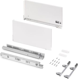 Emuca Cassetto Esterno Vertex 60kg, Altezza 242mm, Profondit&agrave; 450mm, Acciaio, Verniciato Bianco - Emuca