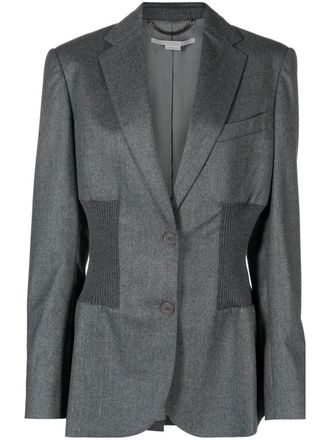 Stella McCartney elastic band single-breasted blazer - women - Wool/Viscose/Cotton/Polyester/Viscose - 42 - Grey