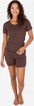 Leveret Womens Short Cotton Solid Pajama Set in Brown at Nordstrom, Size X-Large