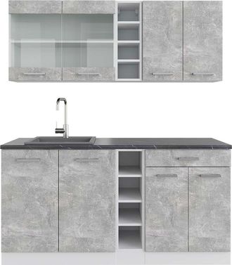 Vicco Cocina Vers&aacute;til R-line, Hormig&oacute;n/blanco, 160 Cm, Et Antracita
