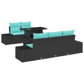 vidaXL Set Divano Da Giardino 6 Pz 5-numero Di Posti Nero E Turchese Vidaxl