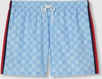 Gucci Printed Poplin Tech Swim Shorts, Size 46 IT, Blue, Ready-to-wear