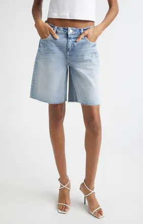 L'agence River Raw Hem Denim Bermuda Shorts in Zantana at Nordstrom, Size 26