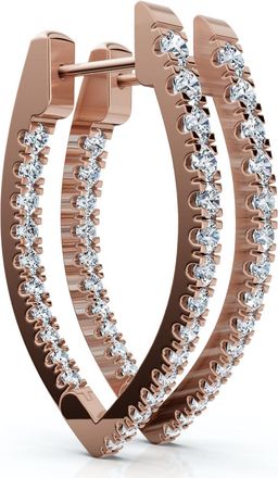 Pompeii3 90Ct Diamond Hoops Inside Outside Gold Lab Grown 1 Tall