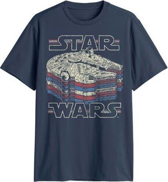 Star Wars Mens Star Wars Millennium Falcon Retro Multi Stripes T Shirt in Navy Blue at Nordstrom, Size Xxx-Large