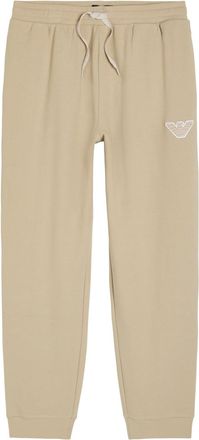 Emporio Armani Logo-appliqu&eacute;d Piqu&eacute; Cotton-blend Sweatpants - Beige - XL