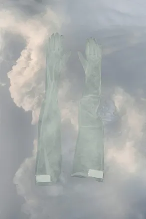 Maison Margiela Turquoise Fibres Womens Gloves