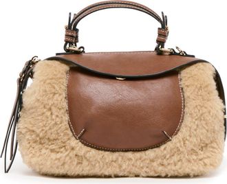 Dolce Vita Mini Faux Shearling Top Handle Bag in Brown/Beige Multi at Nordstrom Rack