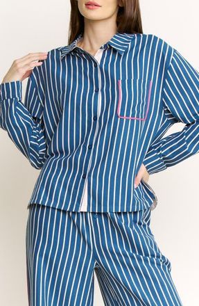 Honeydew Intimates Brunch Date Button-Up Shirt in Pacific Stripe at Nordstrom, Size X-Small
