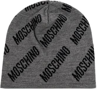 Moschino logo-pattern beanie - unisex - Wool/Acrylic - One Size - Grey