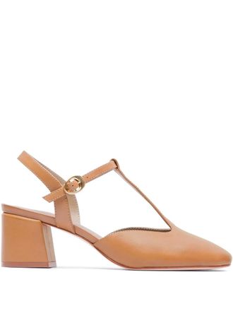 Bernardo 50mm t-bar block-heel pumps - Brown