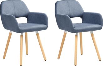Beliani Beliani - Conjunto De 2 Sillas Tapizadas En Tela Azul Marino Con Patas De Madera Estilo Ecl&eacute;ctico Moderno Chicago