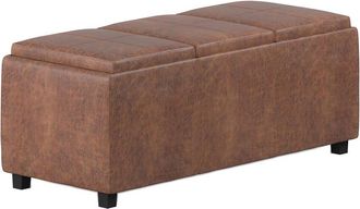 Simpli Home Avalon 42In Contemporary Rectangle Storage Ottoman