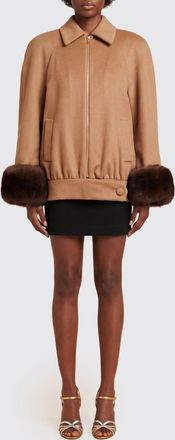 Valentino Garavani Short Lamb Fur Caban Coat with Zip Closure