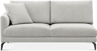 Castlery Lena Left Arm 2 Seater Sofa Customized, Performance Classic Twill Medium Grey, Matte Black Legs, Spill Resistant, Removable Covers for Castlery