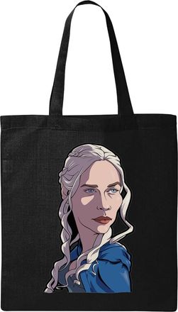 Generic Mother dragon funny caricature tv series blonde girl queen Natural Ecological Cotton Tote Bag Black