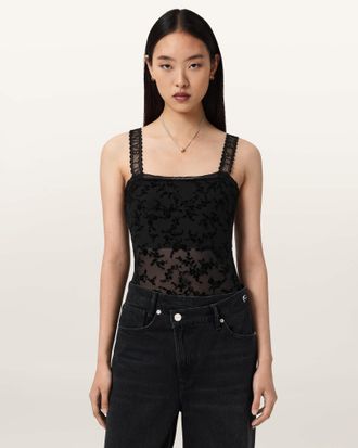 AllSaints Charli Flocked Bodysuit