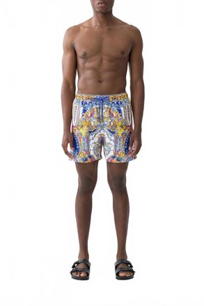 Camilla Elastic Waist Mid Length Boardshorts In Espa&ntilde;a Nirvana