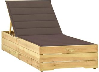 vidaXL Tumbona Con Coj&iacute;n Gris Taup&eacute; Madera De Pino Impregnada Vidaxl