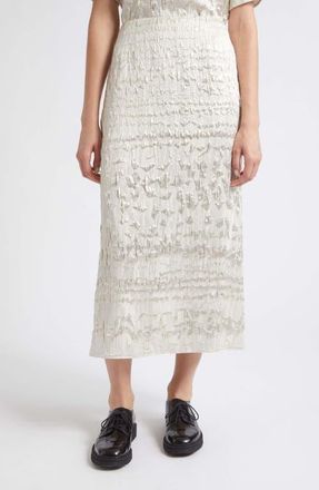 Nellie Partow Alina Textured Silk Blend Skirt in Silver at Nordstrom, Size 8