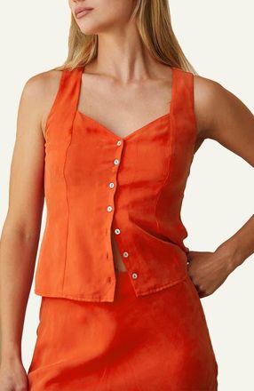 Crescent Sweetheart Cupro Top in Poppy at Nordstrom, Size X-Small
