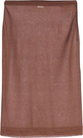 Saint Laurent Gonna Tubino In Maglia Di Seta Trasparente-Donna