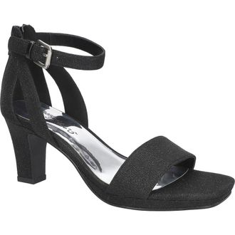 Easy Street Ro Ankle Strap Sandal in Black Glitter at Nordstrom, Size 6.5