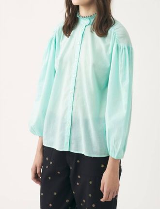 Antik Batik Cotton Voile Anna Blouse In Aqua