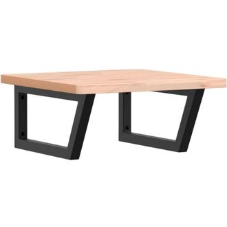 vidaXL Vidaxl - Estante De Lavabo De Pared De Acero Y Madera Maciza De Haya