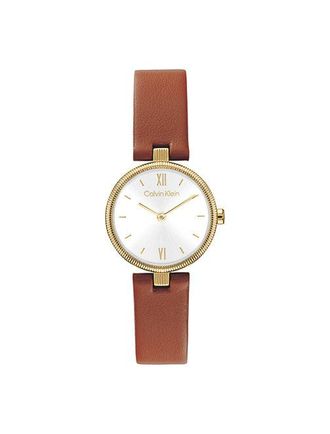 Calvin Klein Reloj Con Correa De Piel Chapada En Oro Gleam