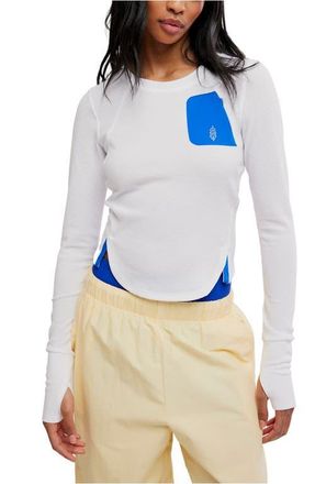 Free People Outbound Long Sleeve Waffle Knit T-Shirt in White at Nordstrom, Size X-Large
