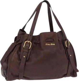 Miu Miu Pre-owned Shoulder Bag - Dames - Vintage Schoudertas - Bruin - ONE Size - Leer - Vintage