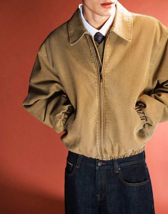 Weekday giacca bomber in tela color talpa slavato-Neutro