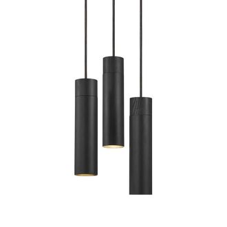 Nordlux L&aacute;mpara de techo 3 luces negro de metal y madera cil&iacute;ndrica alargada