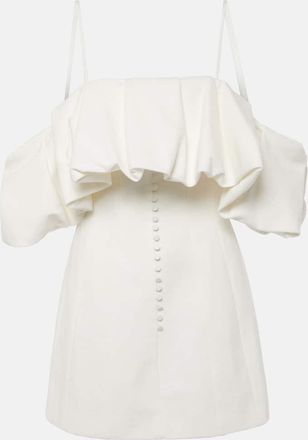 SIMKHAI Puff off-shoulder cotton and linen minidress