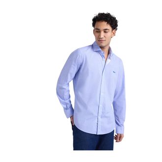 Harmont & Blaine Micro-print Overhemd - Heren - Casual Overhemden - Blauw - XL - Katoen - Overhemden