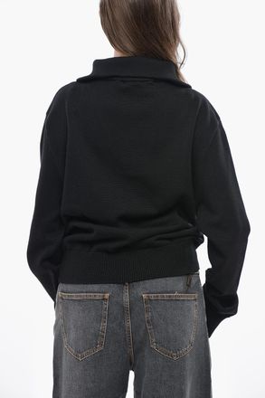 Courr&egrave;ges Pullover in Misto Lana con Half Zip Courreges