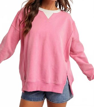 Hem & Thread Colorblock Oversized Sweatshirt In Pink