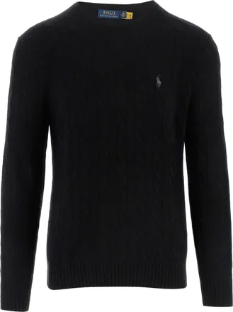 Polo Ralph Lauren Black Cable-Knit Wool Cashmere-Blend Sweater