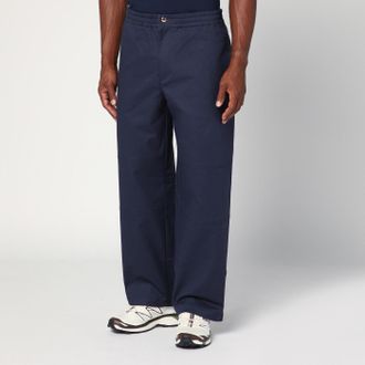 Moncler Pantaloni blu in gabardine di cotone