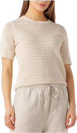 Selected Truien & Vesten, Dames, Beige, L, Beige Gebreide O-Hals Top