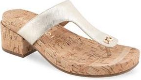 Aerosoles Clio T-Strap Sandal in Gold Metallic Leather/Cork at Nordstrom Rack, Size 9.5