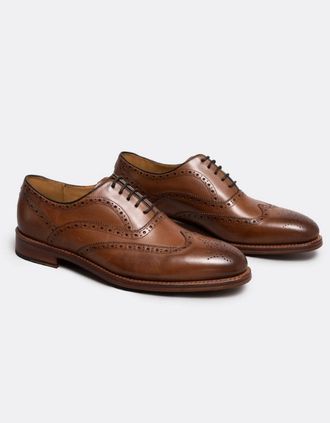 Oliver Sweeney Mens Oliver Sweeney Aldeburgh Mens Leather Brogue - Dark Tan - Brown - Size: 11